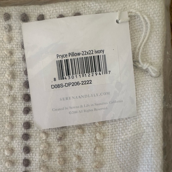 NEW Serena & Lily PRYCE Pillow Cover Ivory Brown Beige BOHO 22 “ square - Picture 3 of 6
